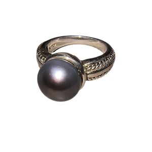 Honora Cultured Black Pearl & Sterling Silver Ring Size 6 3/4